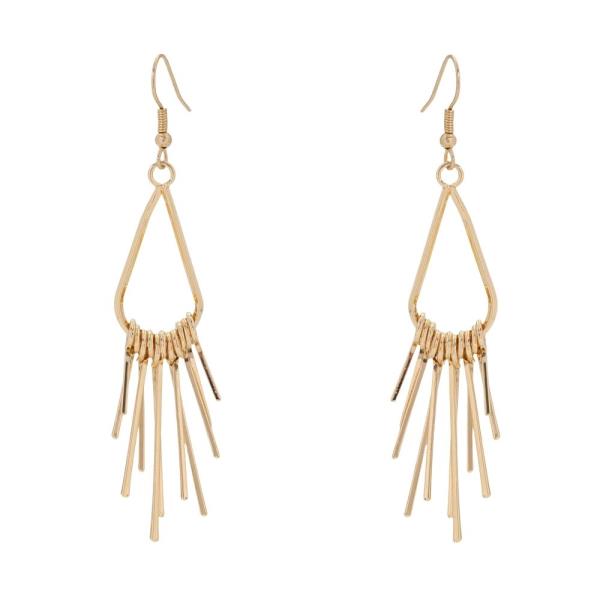 FISH HOOK TASSEL METAL EARRINGS
