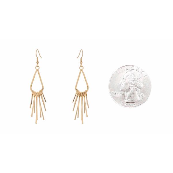 FISH HOOK TASSEL METAL EARRINGS