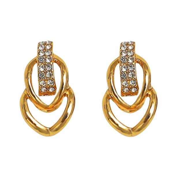 RHINESTONE LINK METAL EARRING