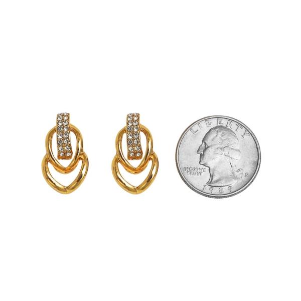 RHINESTONE LINK METAL EARRING