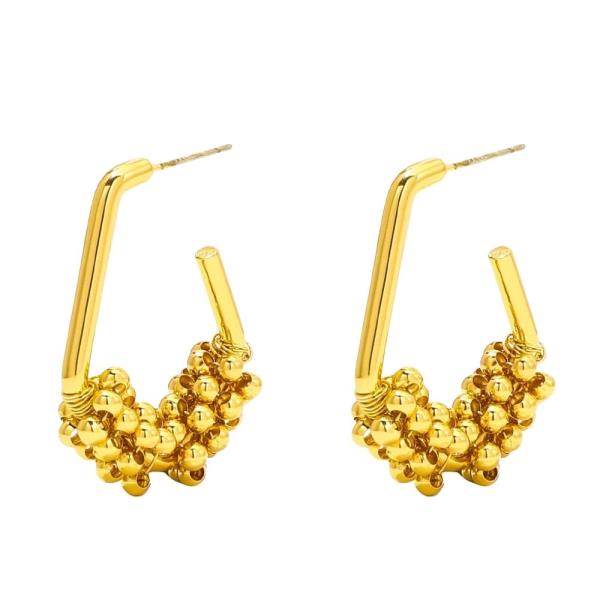 METAL BEAD HOOP EARRING