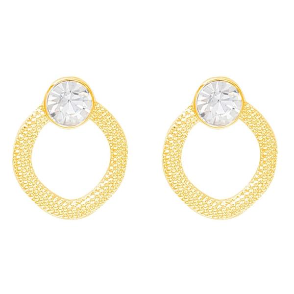 ROUND RHINESTONE POST EARRING