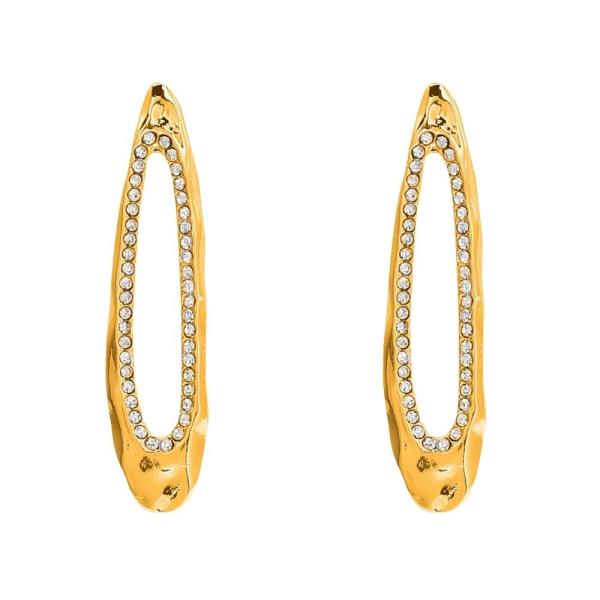 METAL RHINESTONE POST DROP EARRING
