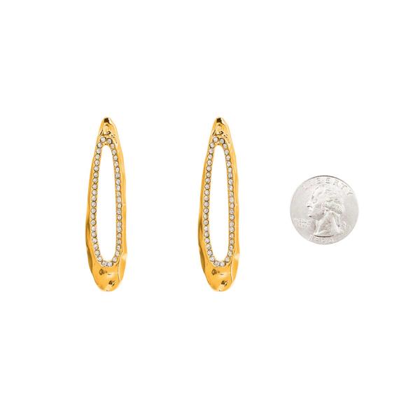METAL RHINESTONE POST DROP EARRING