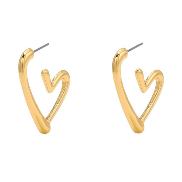 METAL HEART POST DANGLE EARRING