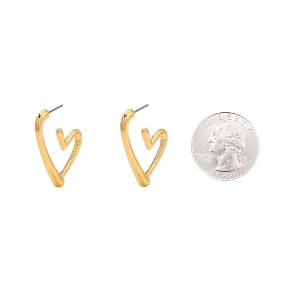 METAL HEART POST DANGLE EARRING