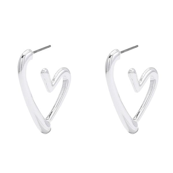 METAL HEART POST DANGLE EARRING