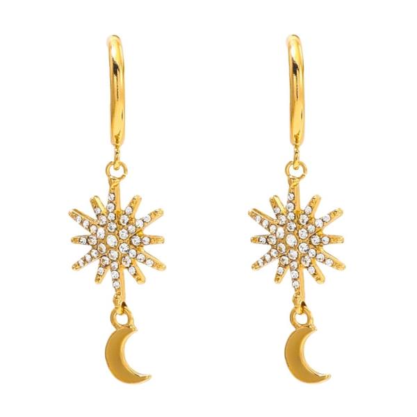 RHINESTONE STAR MOON DROP DANGLE EARRING
