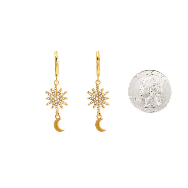 RHINESTONE STAR MOON DROP DANGLE EARRING