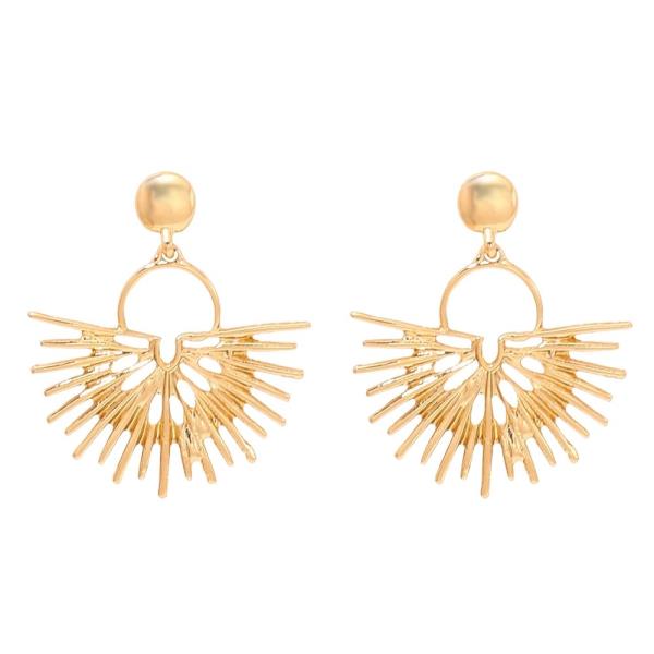 METAL FAN DROP DANGLE  EARRINGS