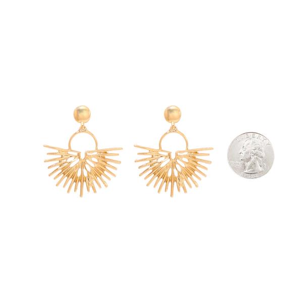 METAL FAN DROP DANGLE  EARRINGS