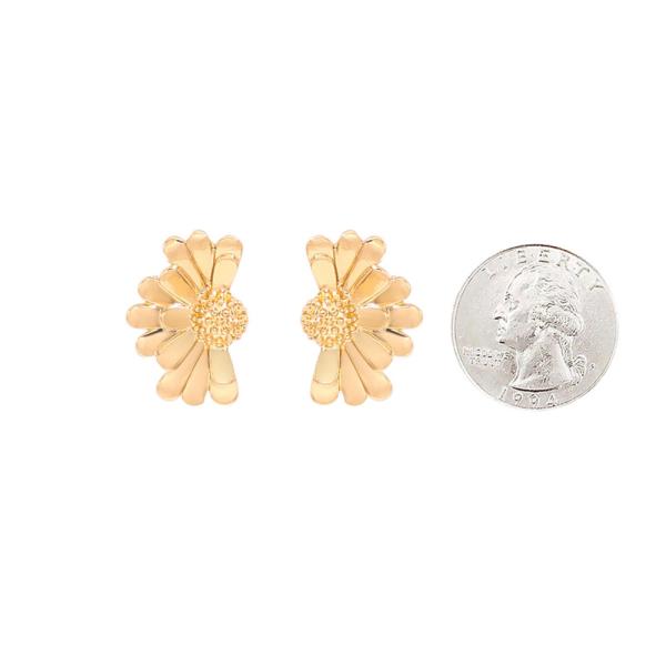 HALF FLOWER METAL EARRINGS