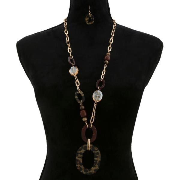 RESIN OVAL LINK BEADED NECKLACE