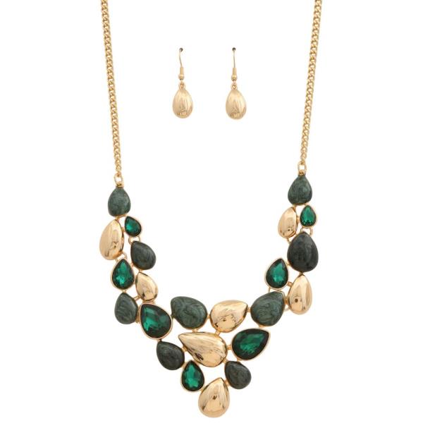 TEARDROP RHINESTONE METAL NECKLACE