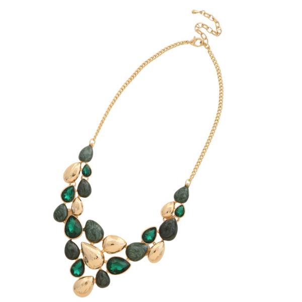 TEARDROP RHINESTONE METAL NECKLACE