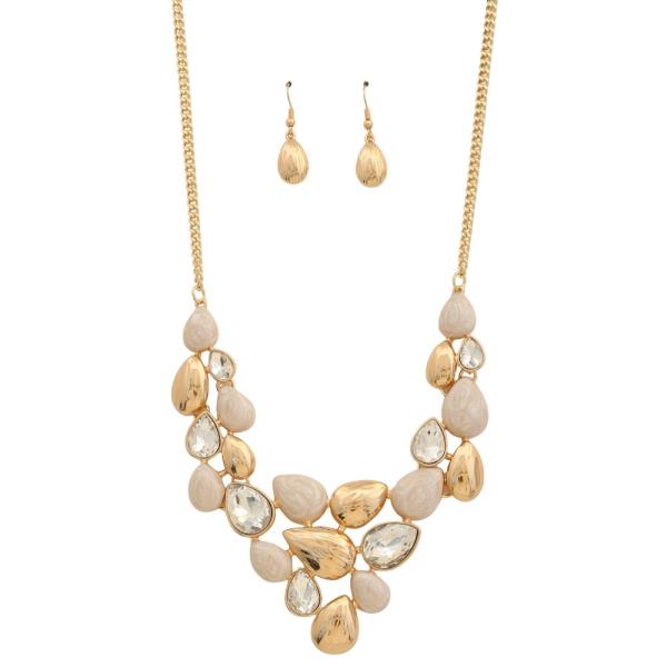 TEARDROP RHINESTONE METAL NECKLACE