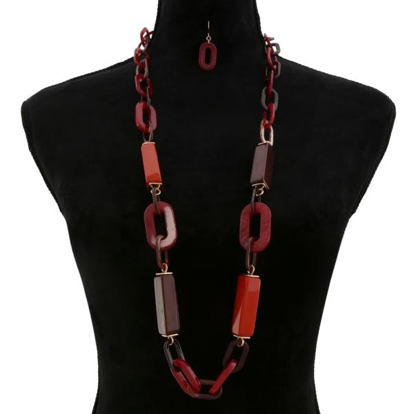 LONG BEAD OVAL LINK NECKLACE