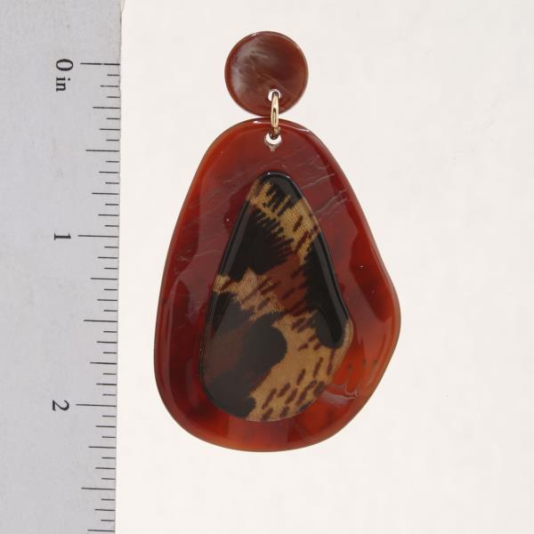 TWO TONE RESIN DANGLE EARRING