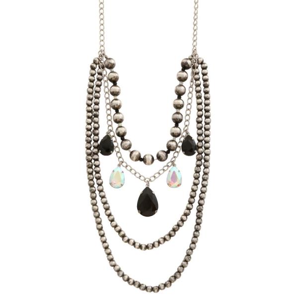 TEARDROP CRYSTAL BEADED LAYERED NECKLACE