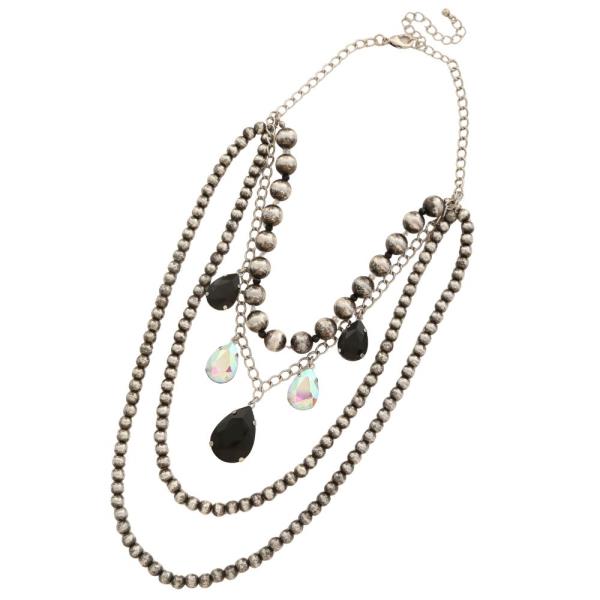 TEARDROP CRYSTAL BEADED LAYERED NECKLACE