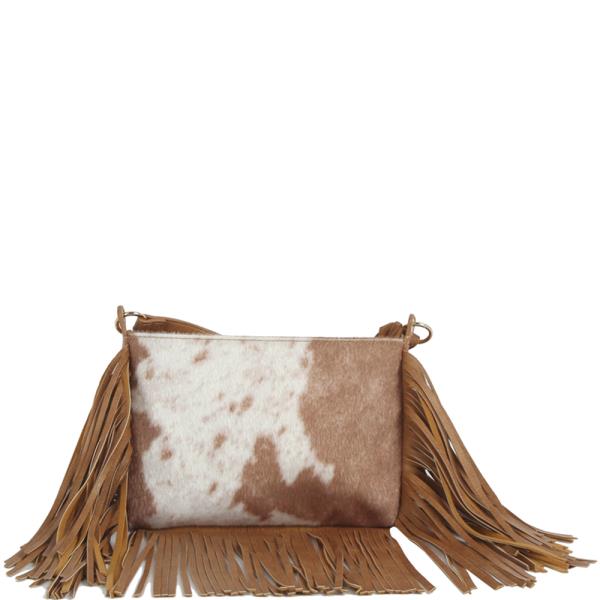 COW TEXTURED FRINGE CROSSBODY BAG