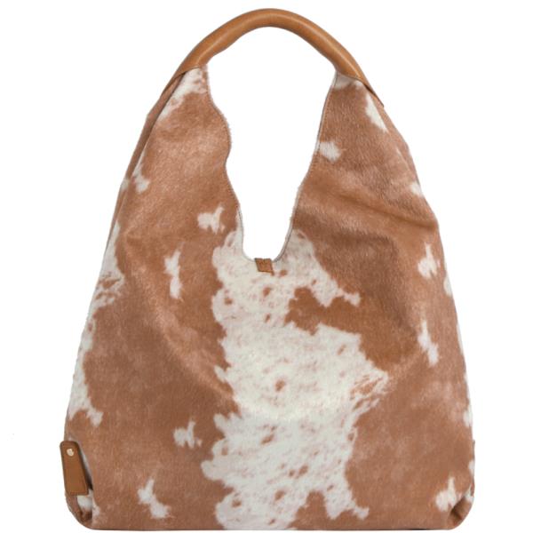 COW TEXTURE TASSEL HOBO BAG