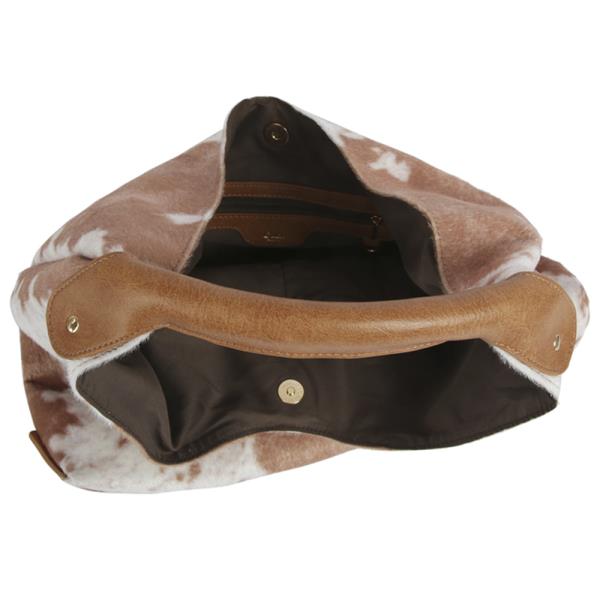 COW TEXTURE TASSEL HOBO BAG
