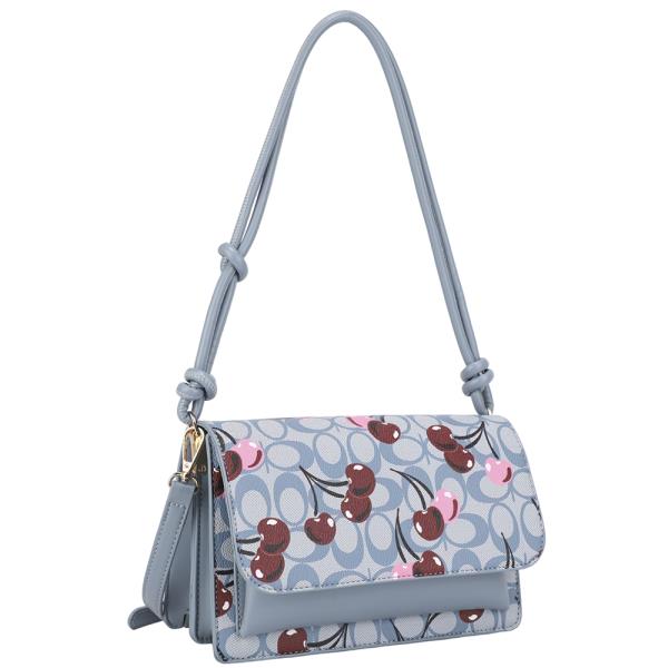 CHERRY OVAL PRINT SHOULDER CROSSBODY BAG