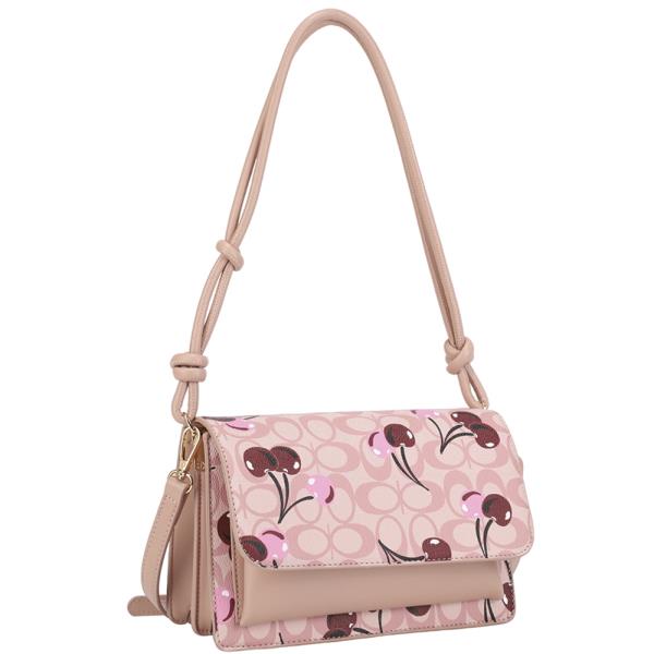 CHERRY OVAL PRINT SHOULDER CROSSBODY BAG