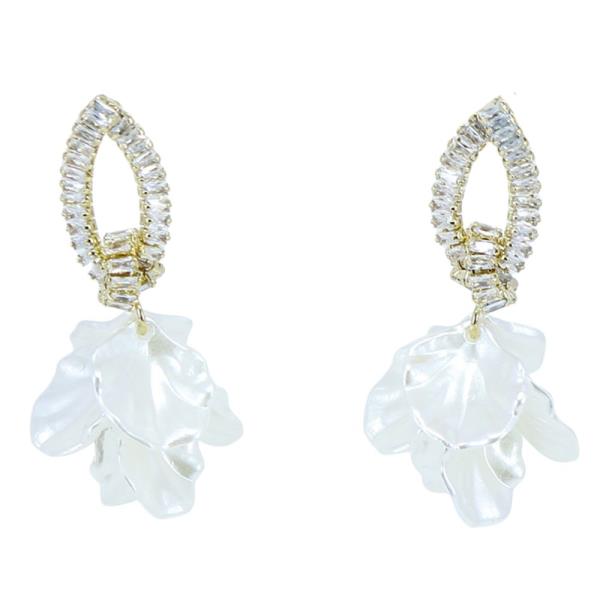 RHINESTONE ACETATE PETAL DANGLE EARRING