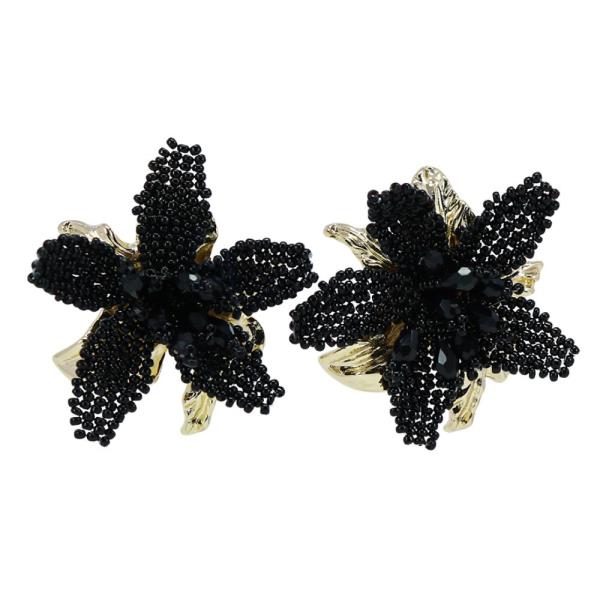 METAL FLOWER BEADED STUD EARRING