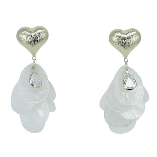HEART CHARM PETAL DANGLE EARRING