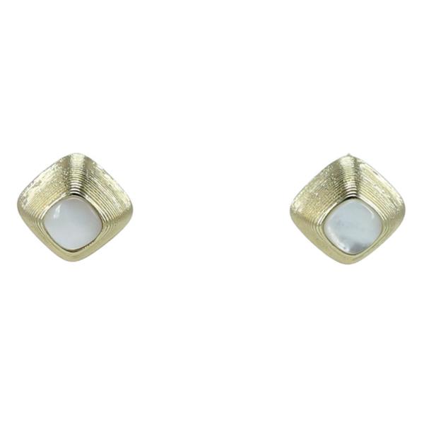 SQUARE STONE METAL STUD EARRING