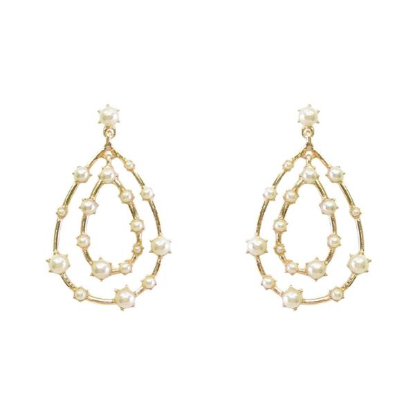 LAYERED PEARL DANGLE HOOP EARRING