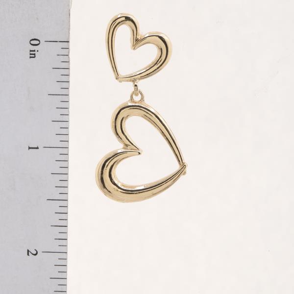DOUBLE HEART METAL DANGLE EARRING