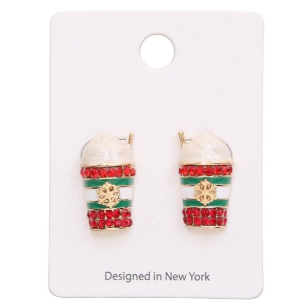 RHINESTONE FRAP POST EARRING