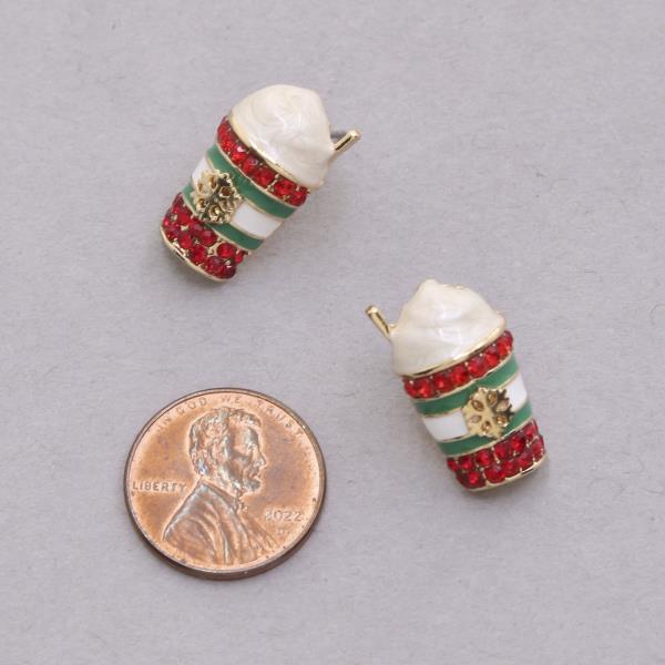 RHINESTONE FRAP POST EARRING