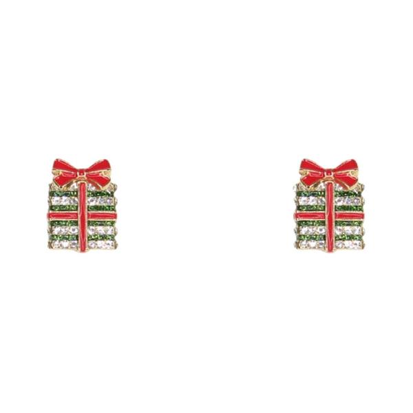CHRISTMAS RHINESTONE GIFT POST EARRINGS