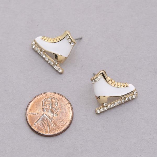 METAL RHINESTONE ICE SKATES EARRING