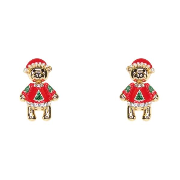 CHRISTMAS TEDDY BEAR EARRINGS