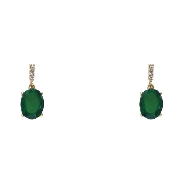EMERALD RHINESTONE DANGLE EARRING