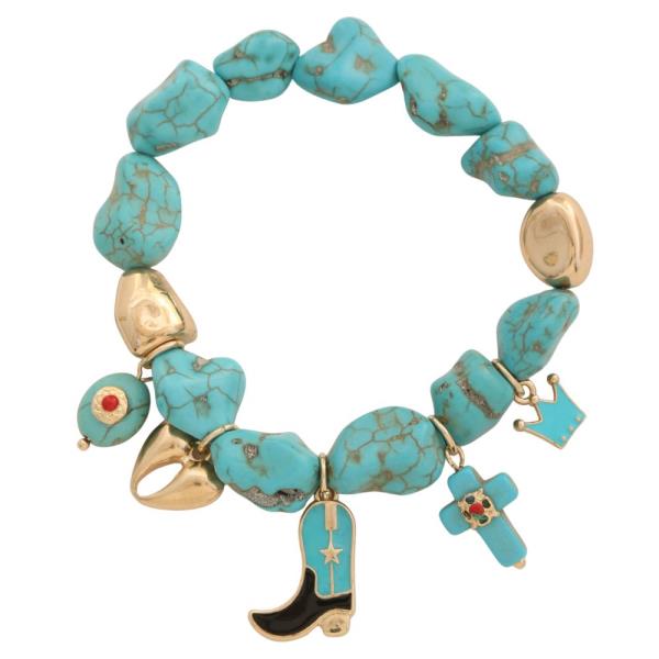 WESTERN CHARM TURQUOISE BEAD BRACELET