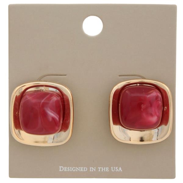 CROLOR STONE SQUARE POST EARRING