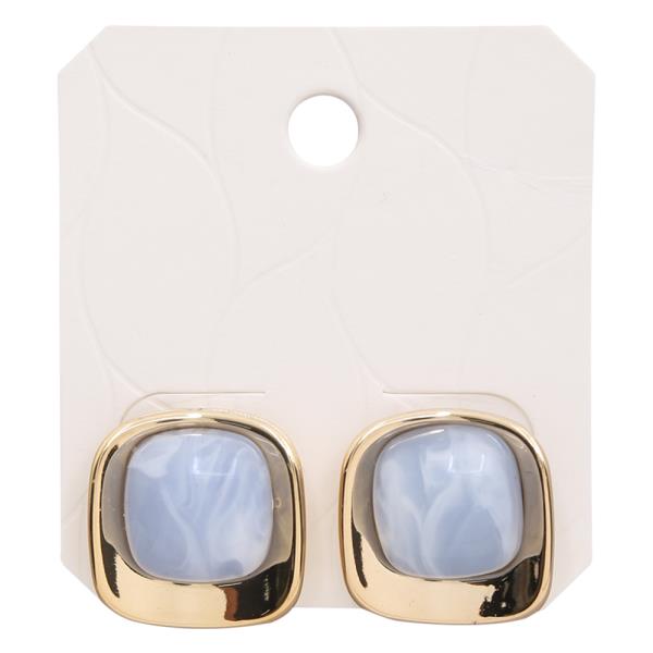 COLOR STONE SQUARE POST EARRING