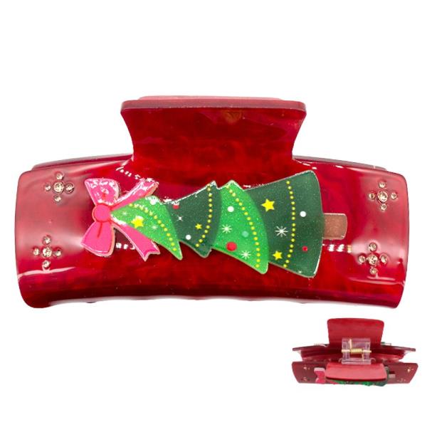 CHRISTMAS TREE CLAW HAIR CLIP