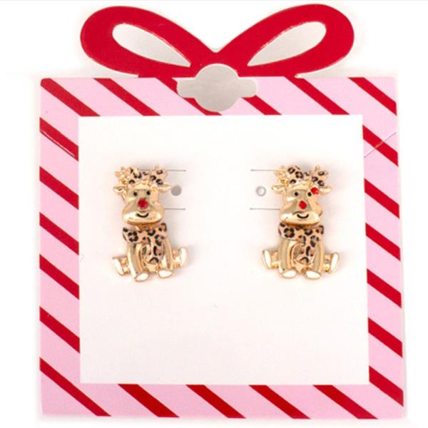 LEOPARD REINDEER POST EARRING