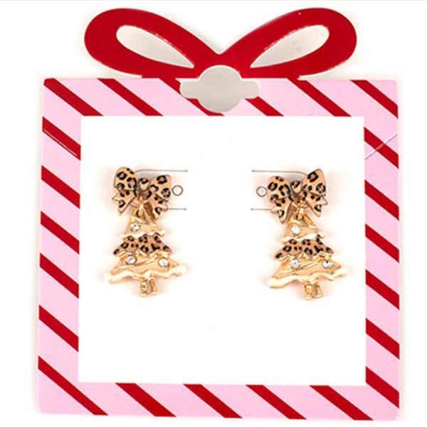 LEOPARD CHRISTMAS TREE POST EARRING