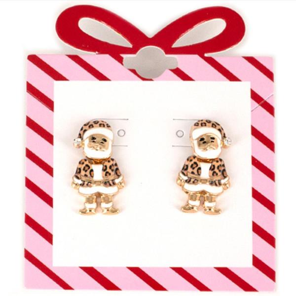 SANTA IN LEOPARD SUIT POST EARRING