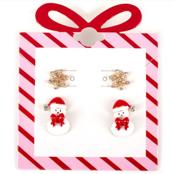 SNOWFLAKE & SNOWMAN POST EARRING SET