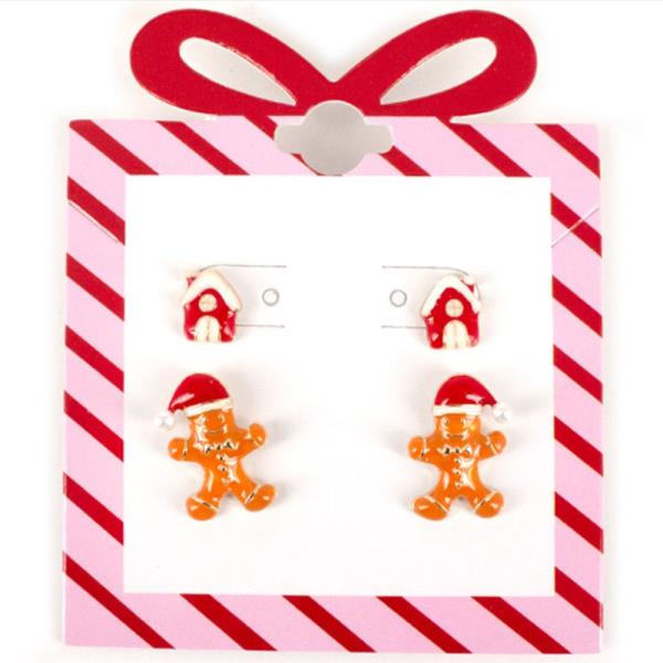 GINGERBREAD MAN & HOUSE POST EARRING SET